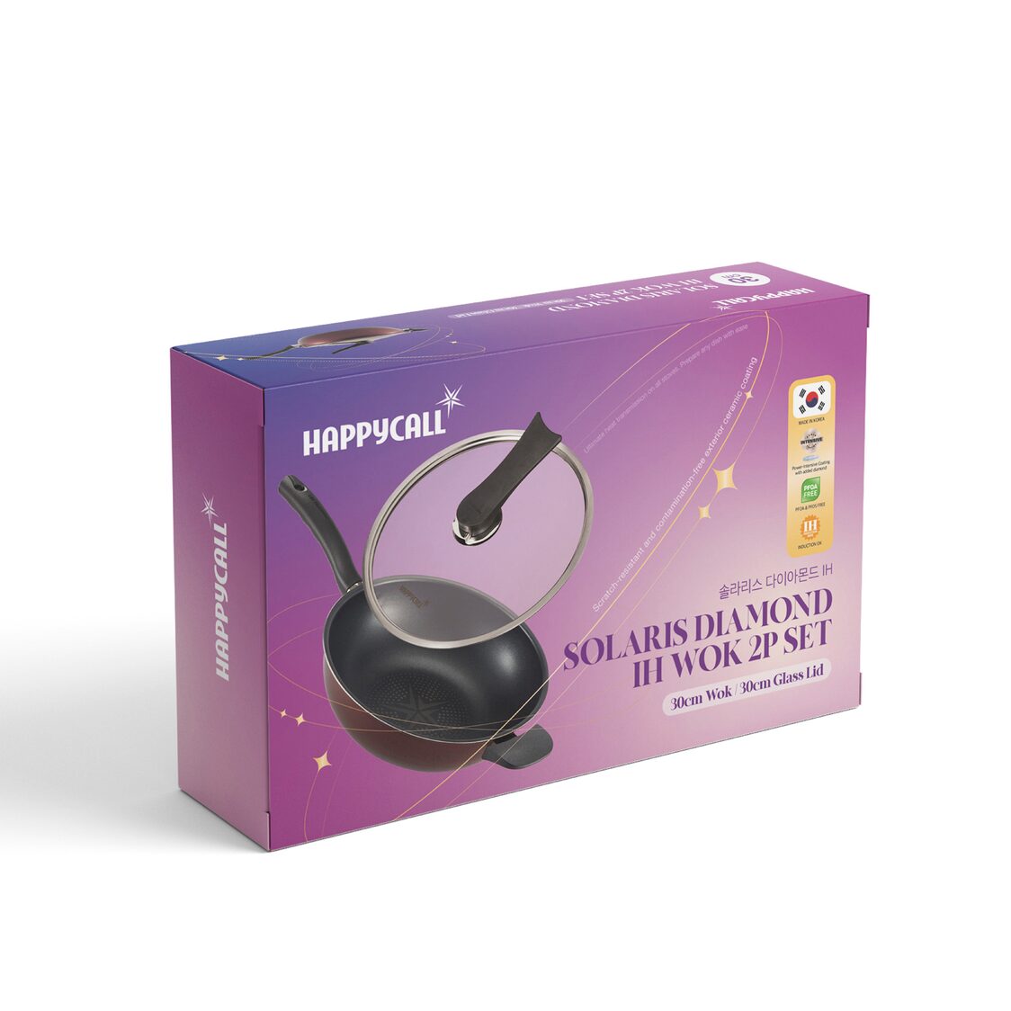 Happycall Solaris Diamond IH 30cm Skillet Wok Pan + Lid (4900-0153)