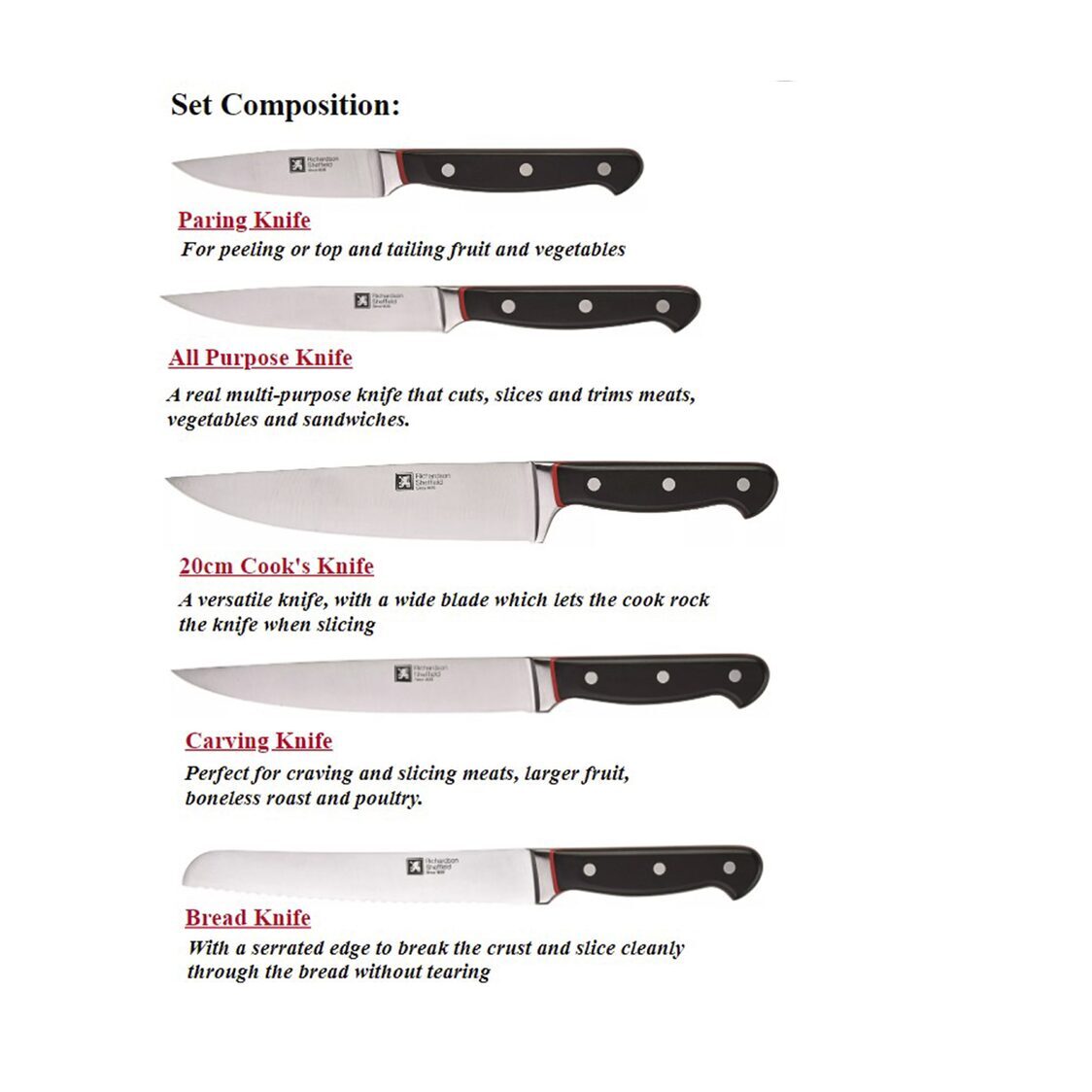 RICHARDSON SHEFFIELD 5-Piece Knife Block Set - Velocity (VELOCITY-5PC)