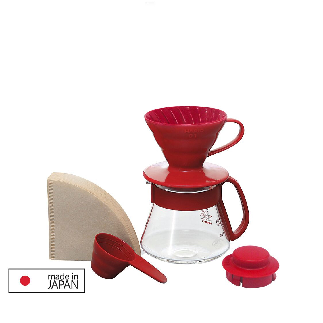 HARIO V60 Colour Dripper & Pot Set - Red (VDSP-2012R-EX)