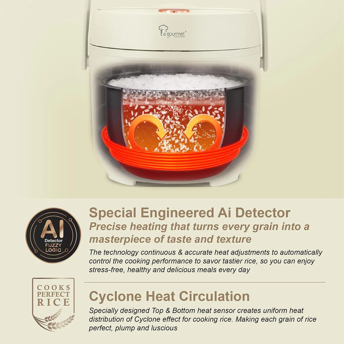 La Gourmet 0.8L Rice Cooker - Ceramic Pot