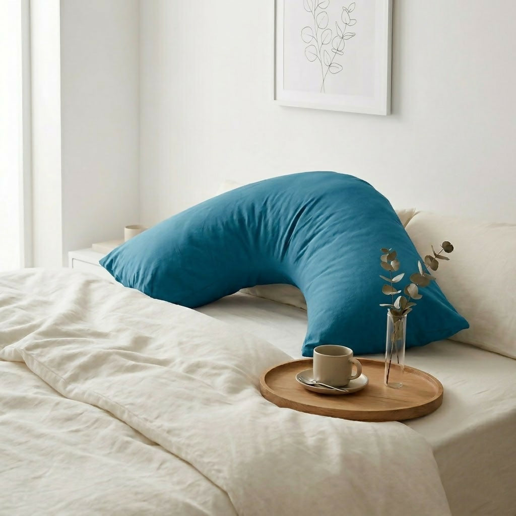 Rapee CUDDLE U™ V-Shape Pillow & Microfibre Cover Set – 75 x 75 cm – Wedge Blue