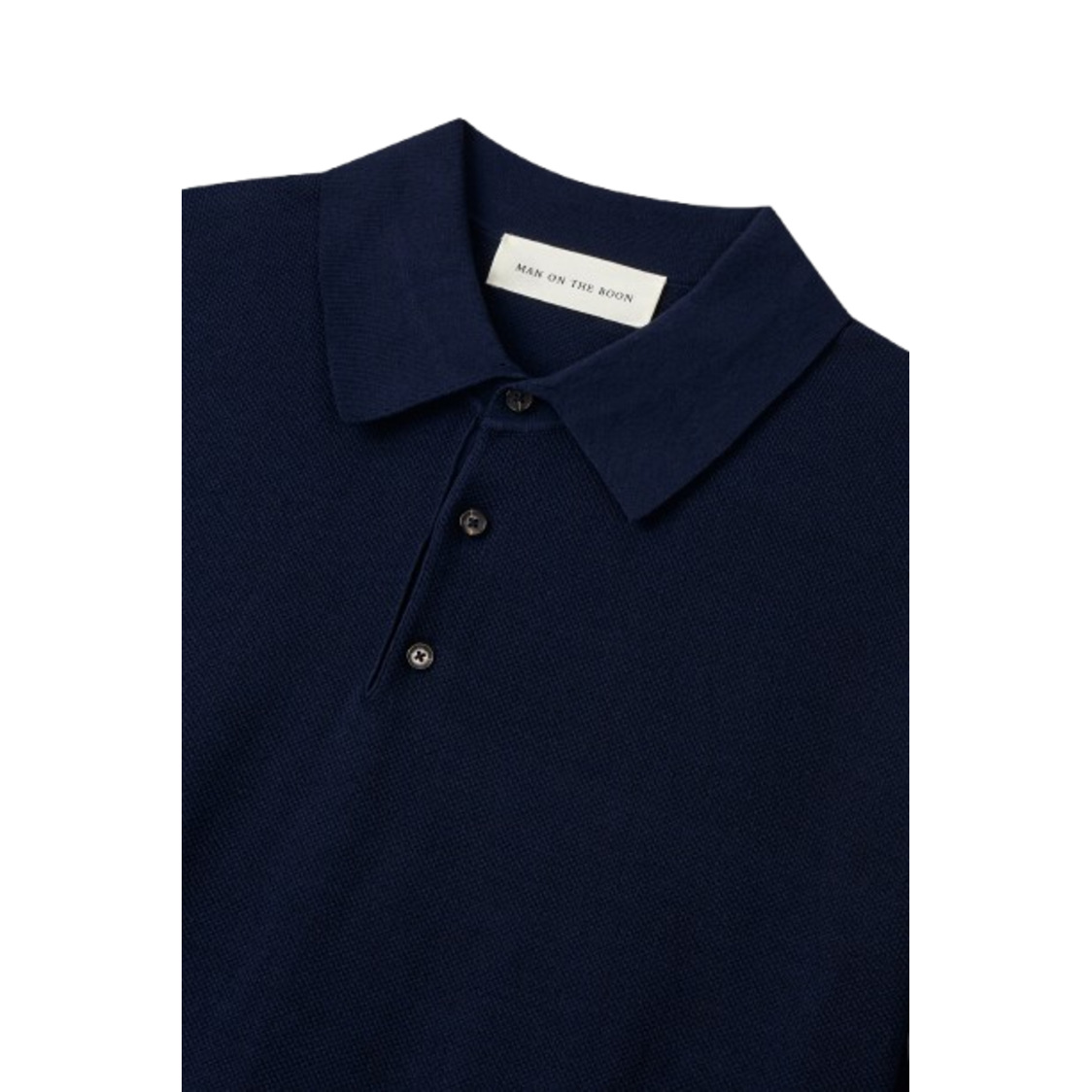 Man On The Boon Texture Relax Fit Polo Navy