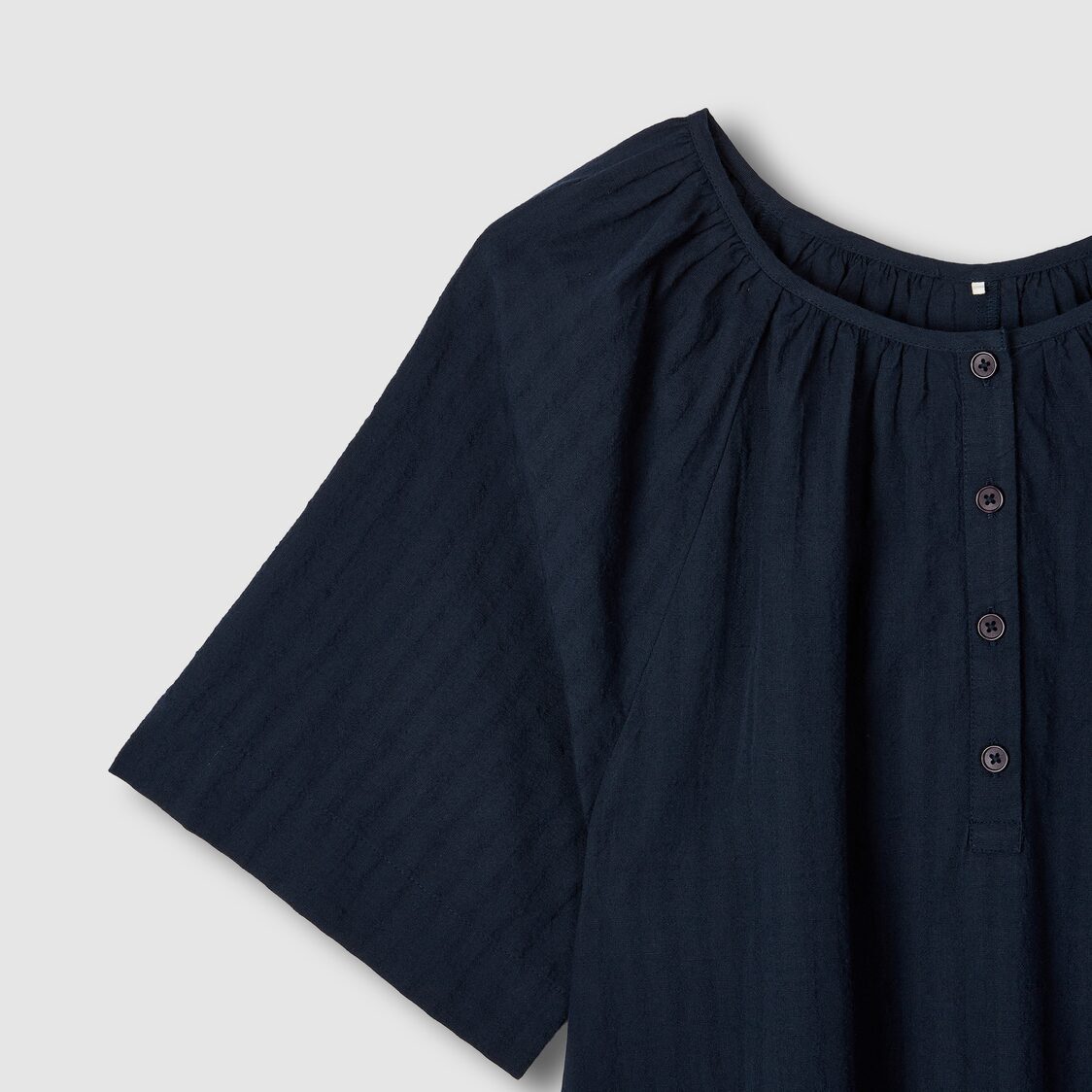 Jaju Women Cotton Shirring Pajama Dress Navy