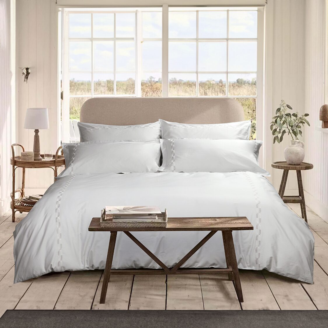 Bellami Embroidery Bed Set - Silver