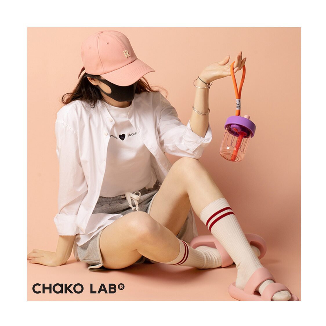 Chako Lab 450ml Bobo Straw Cup Round Purple/Orange