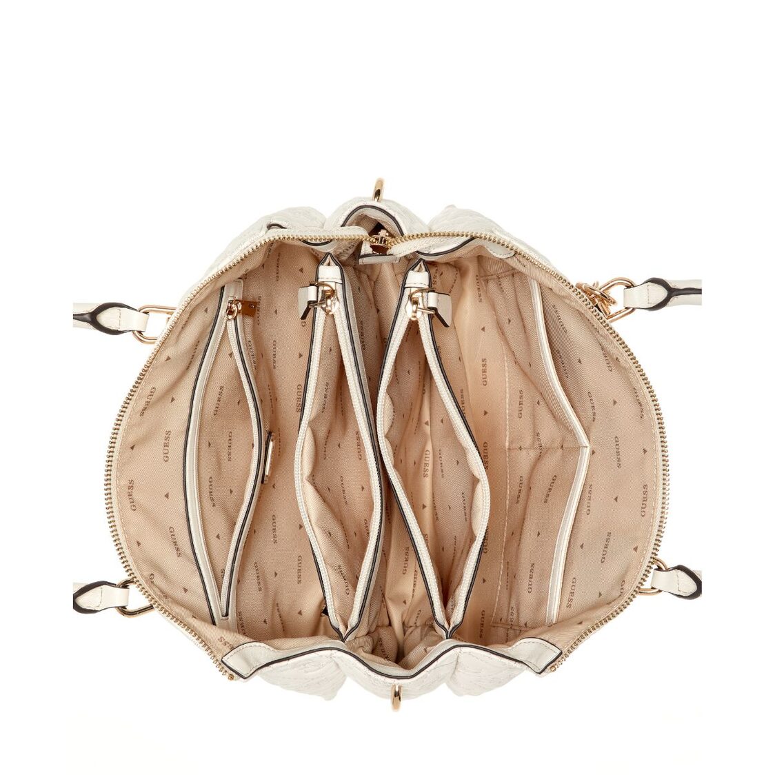 ADELASIA MULTI COMP SATCHEL,OFF WHITE