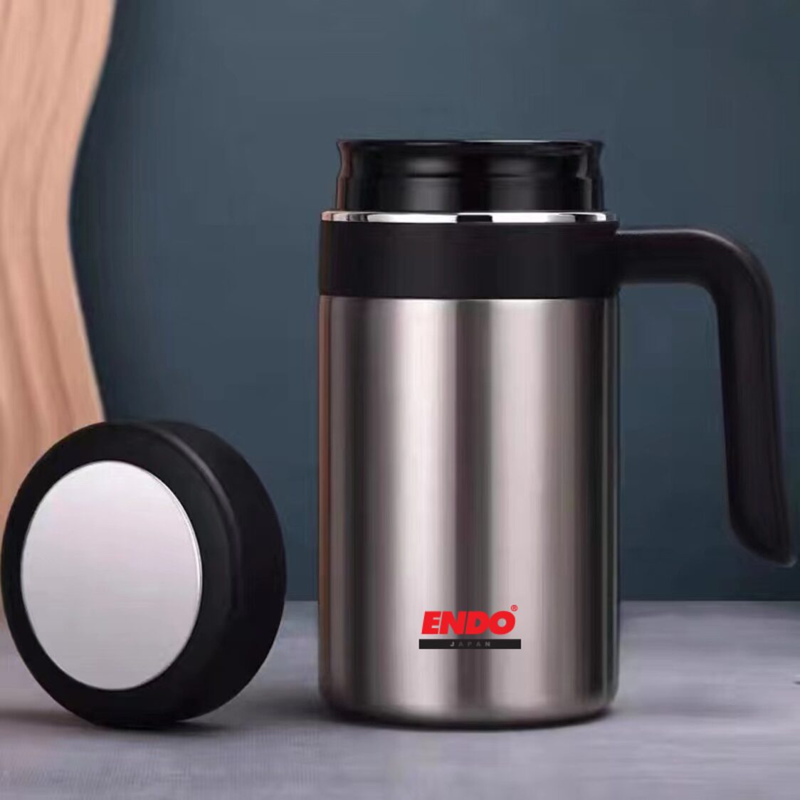 Endo Double Stainless-Steel Thermal Desk Mug 500ml With Tea Strainer (CX-3016)