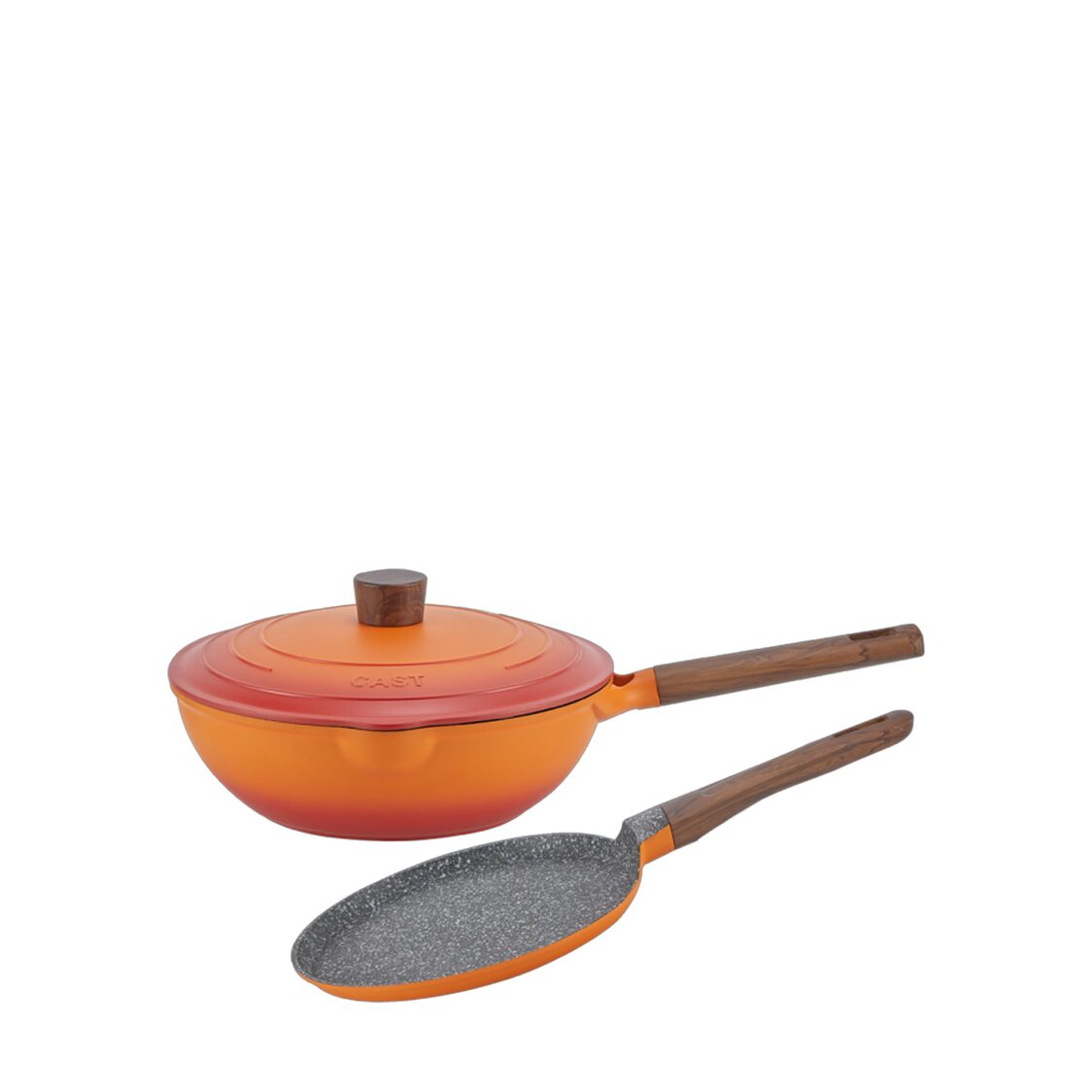 La Gourmet Shogun Flame 28Cm Wok With Lid + 24Cm Crepe Pan Marble Cooking Set ( 410160 + 410153 ).