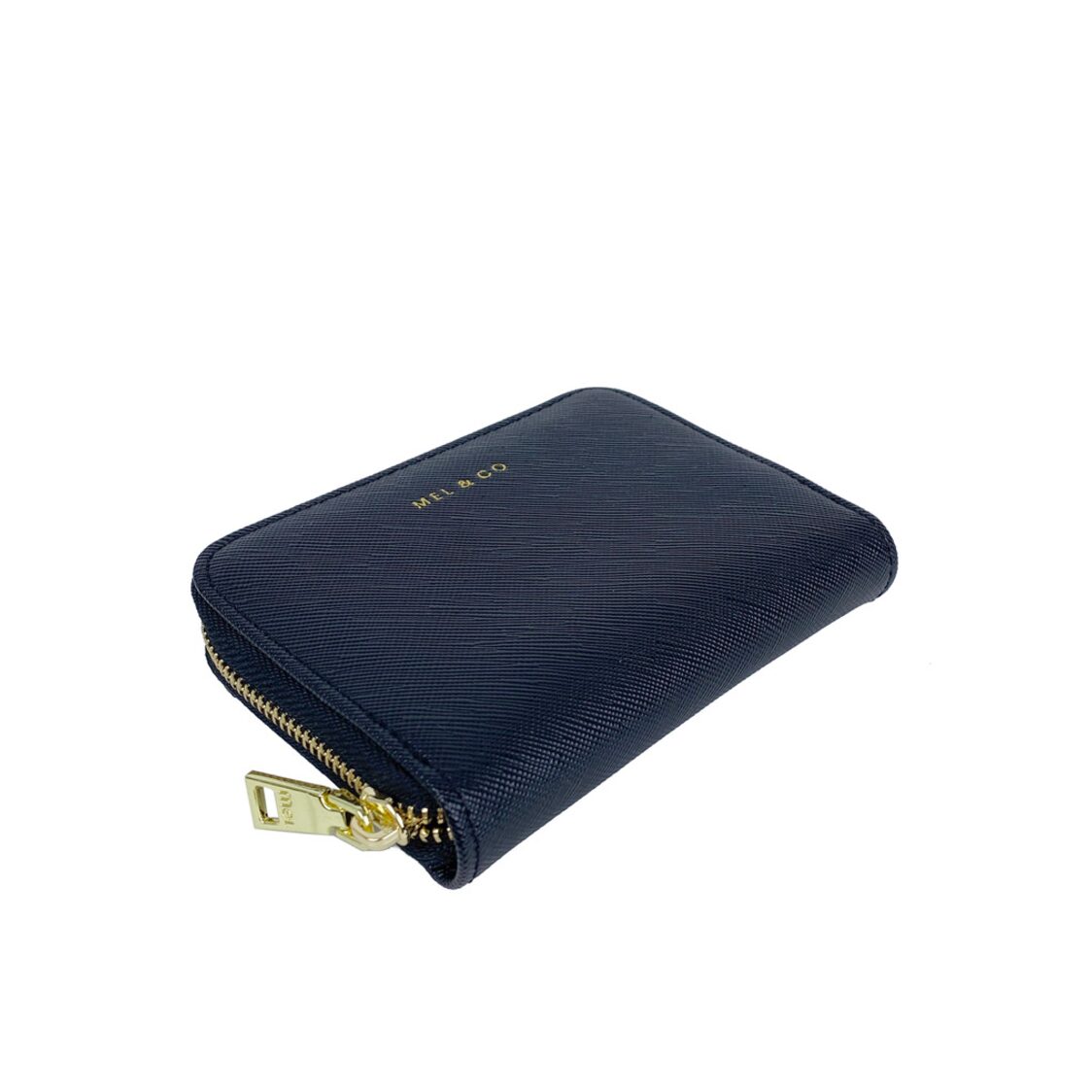 Mel&Co Saffiano-Effect Zip-Around Card Holder
