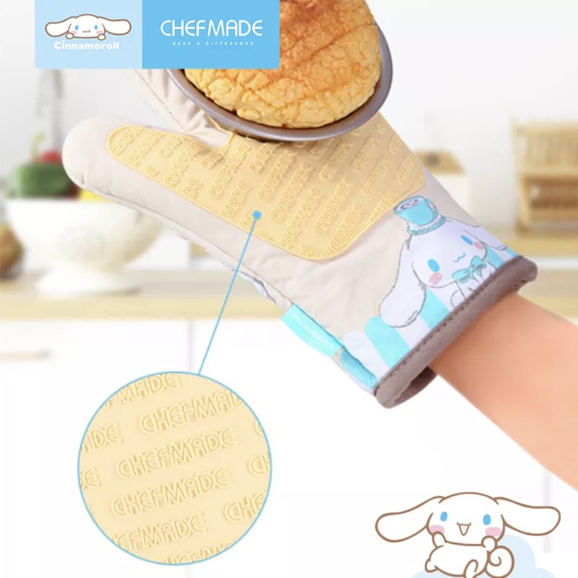 Chefmade Cotton Polyester Oven Mitt L28xW18cm 2Pcs Cinnamoroll (1898cm-CL5015)