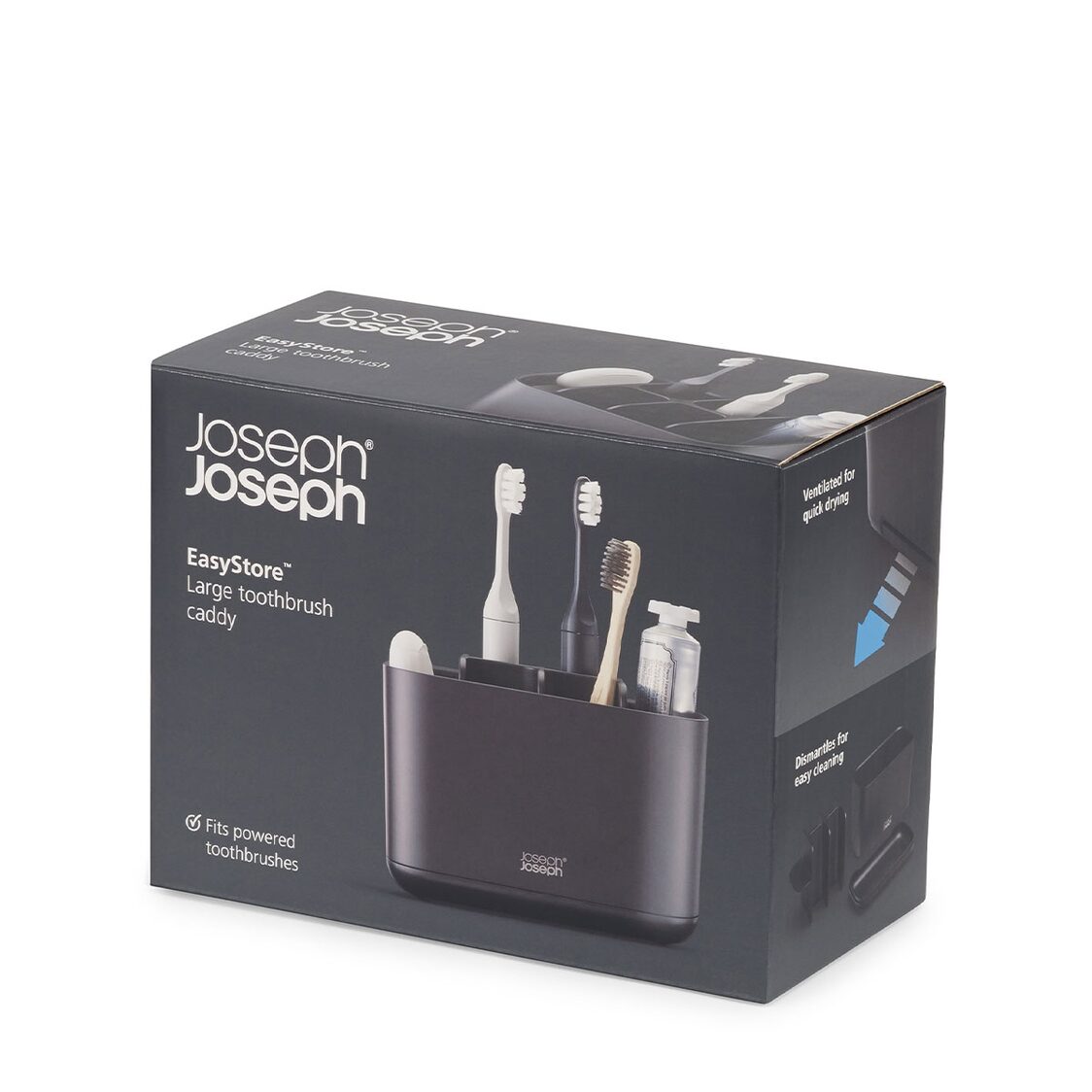Joseph-Joseph EasyStore Large Matt Black Toothbrush Holder