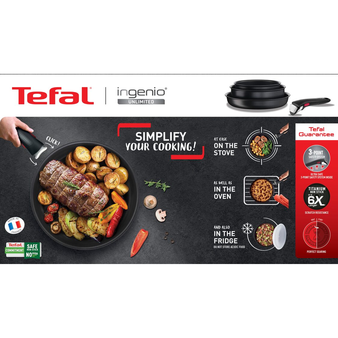 Tefal Ingenio Unlimited Induction 6-PC Cookware Set (L76393)