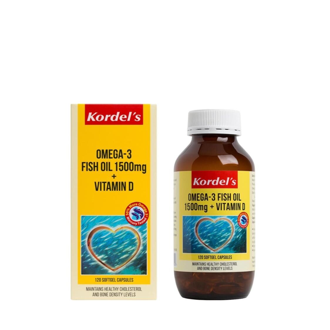 Kordel's Omega 3 Fish Oil 1500mg + Vitamin D 120s