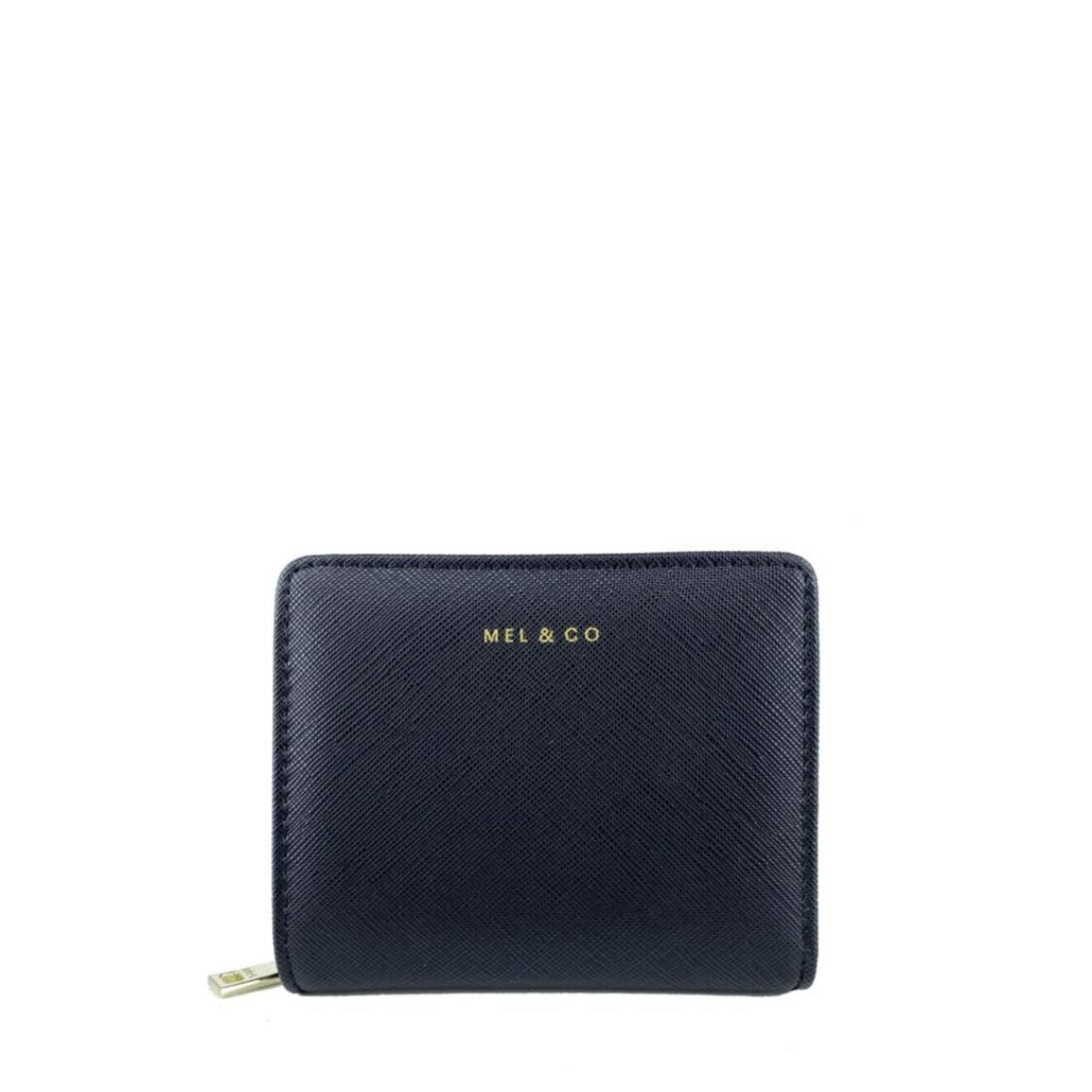 Mel&Co Saffiano-Effect Bifold Zip Coin Card Wallet