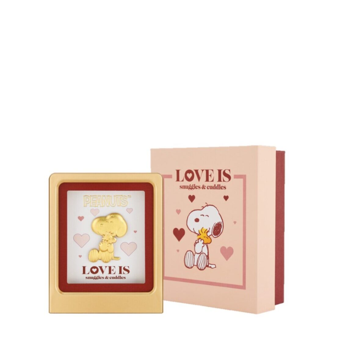 The Singapore Mint Peanuts Snoopy Love Is Snuggles & Cuddles 24K Gold Foil in Frame