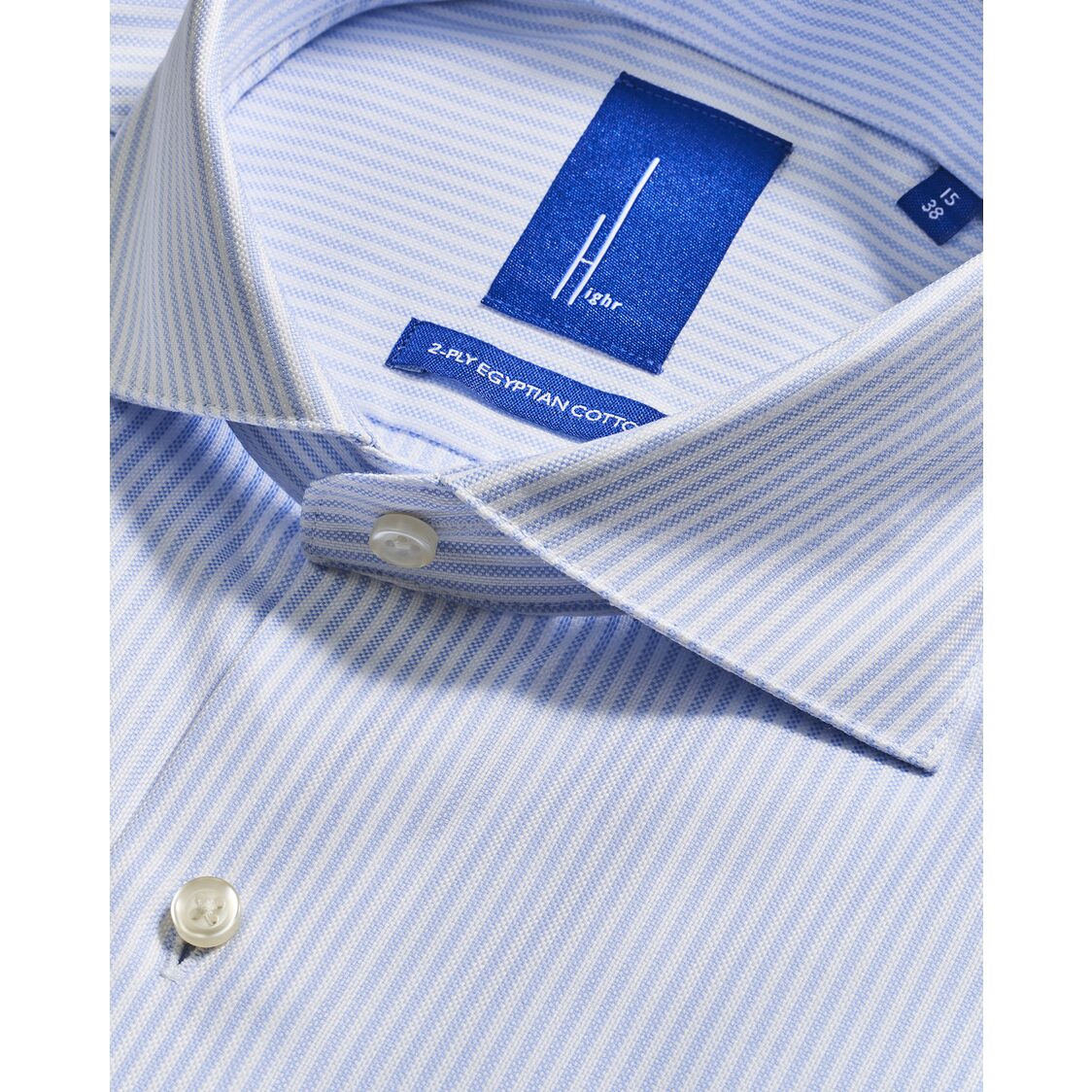 Highr Long Sleeve Shirt Light Blue Striped Oxford