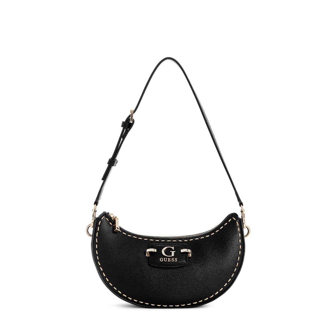 Guess Nastra Top Zip Shoulder Bag, Black
