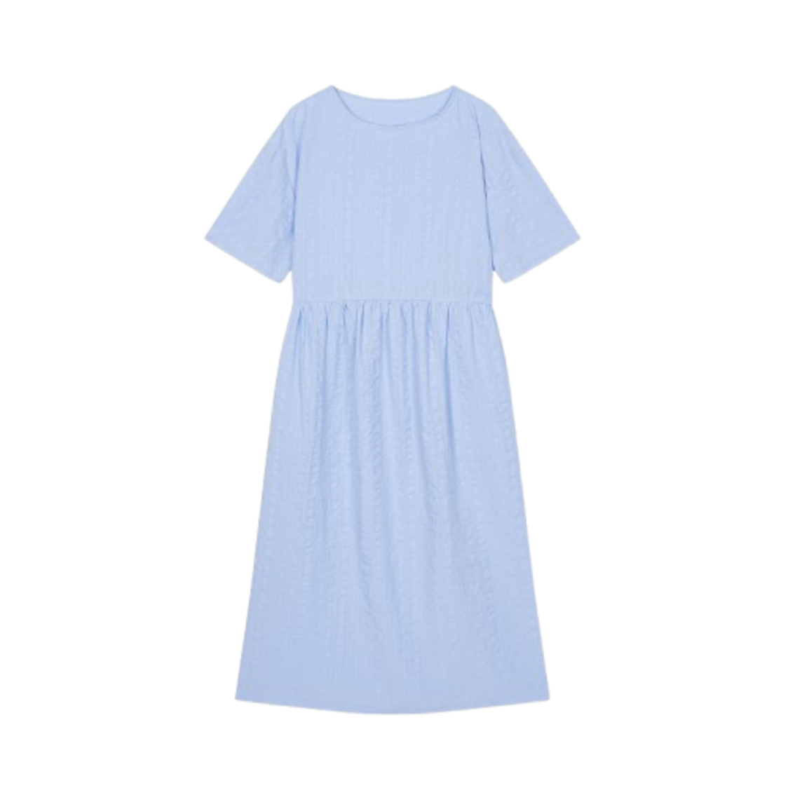 Jaju Women Cotton Rayon Seersucker Loose Fit Pajama Dress Sky Blue