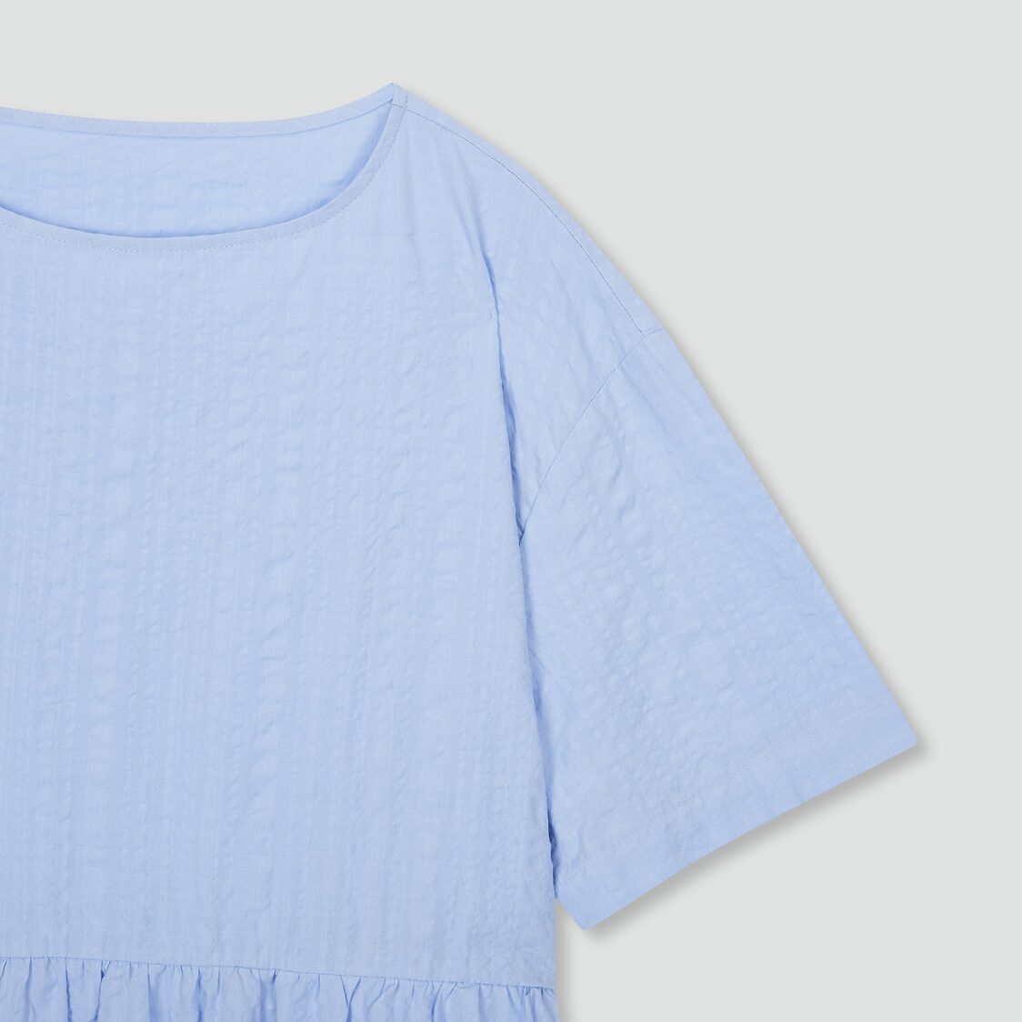 Jaju Women Cotton Rayon Seersucker Loose Fit Pajama Dress Sky Blue