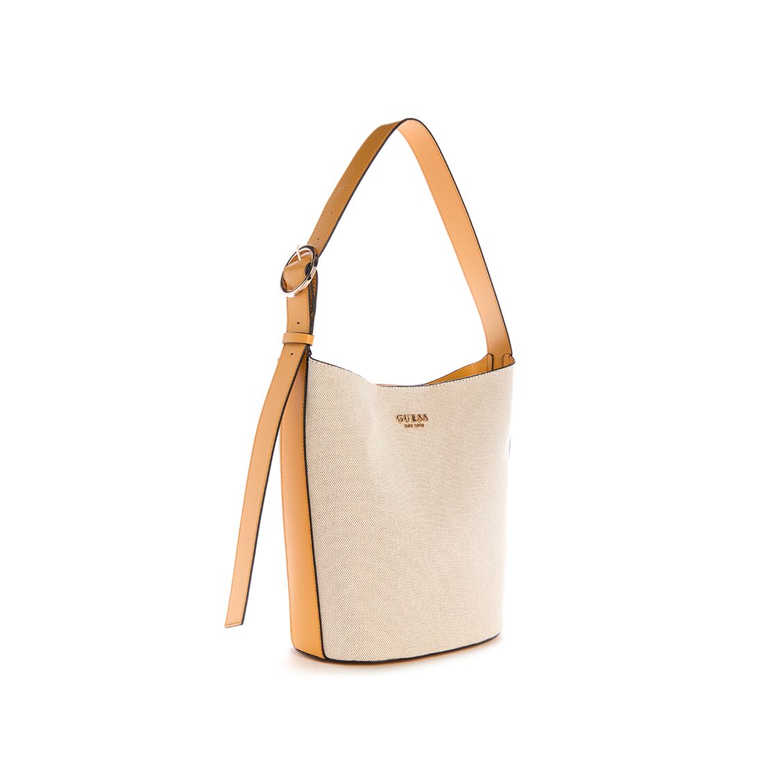 NICOLETTE LRG BUCKET SHOULDER BAG,NATURAL/MARIGOLD