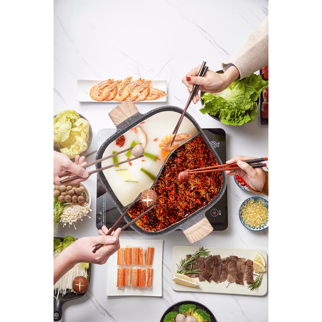 ASD Die Cast IH "Yuan-Yang" Steamboat 28cm - Square (HP28SB-SQ)