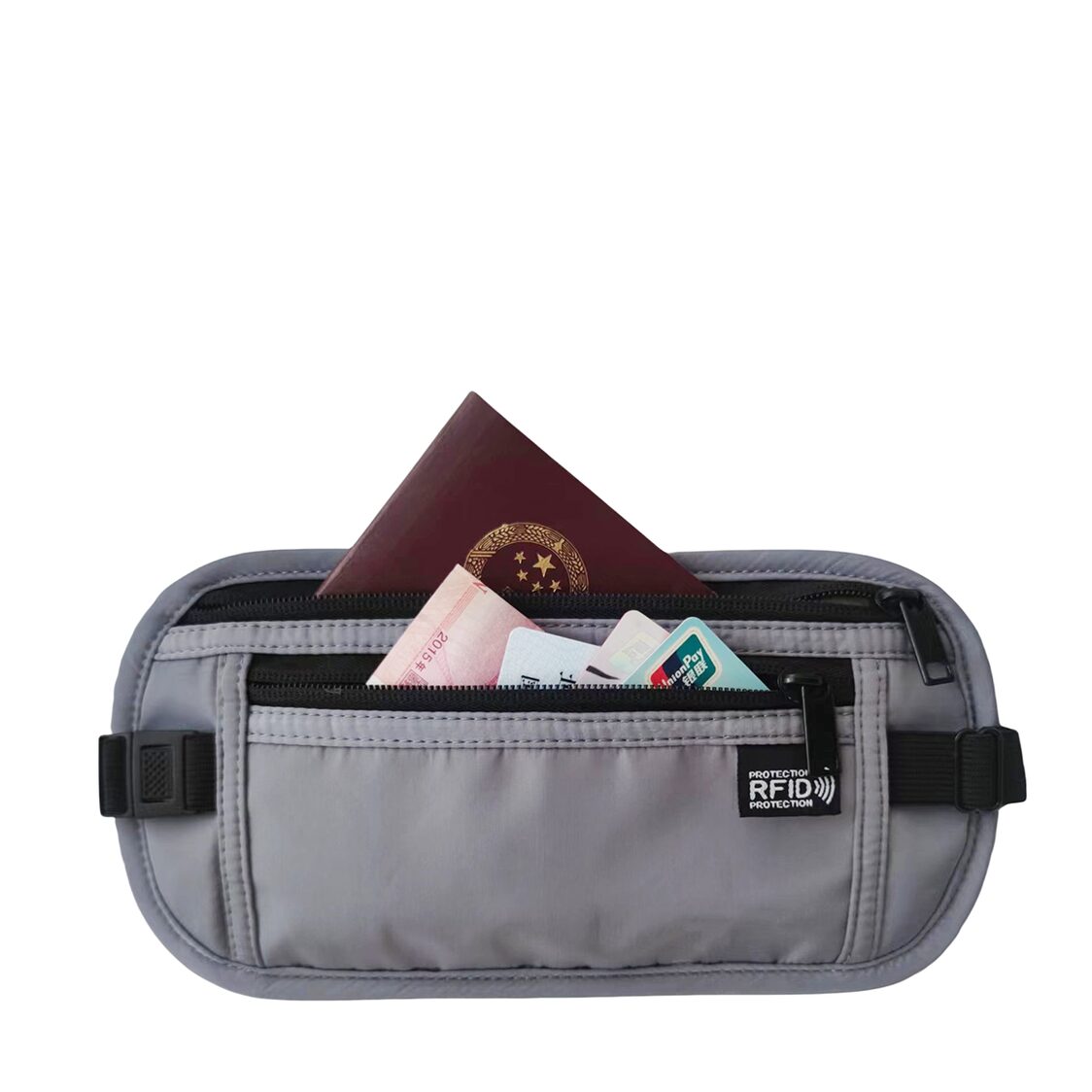 M Collection RFID Waist Bag Grey Black