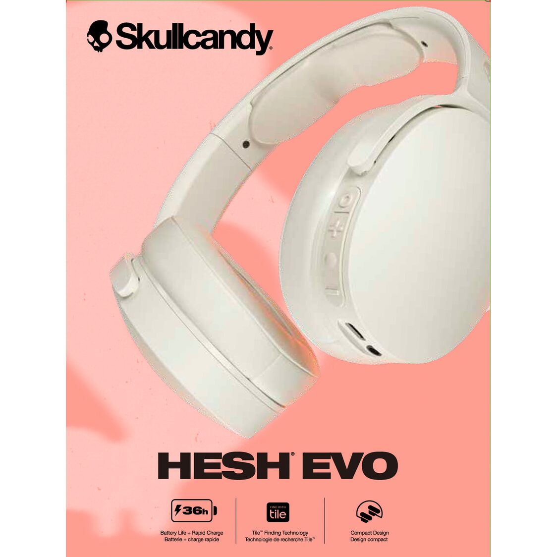 Skullcandy Hesh Evo Wireless Over-Ear Bone/Orange Glow