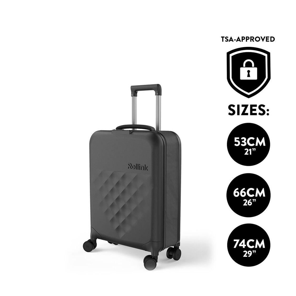 Rollink VEGA 360 Flex 4Wheel Spinner Luggage - Black