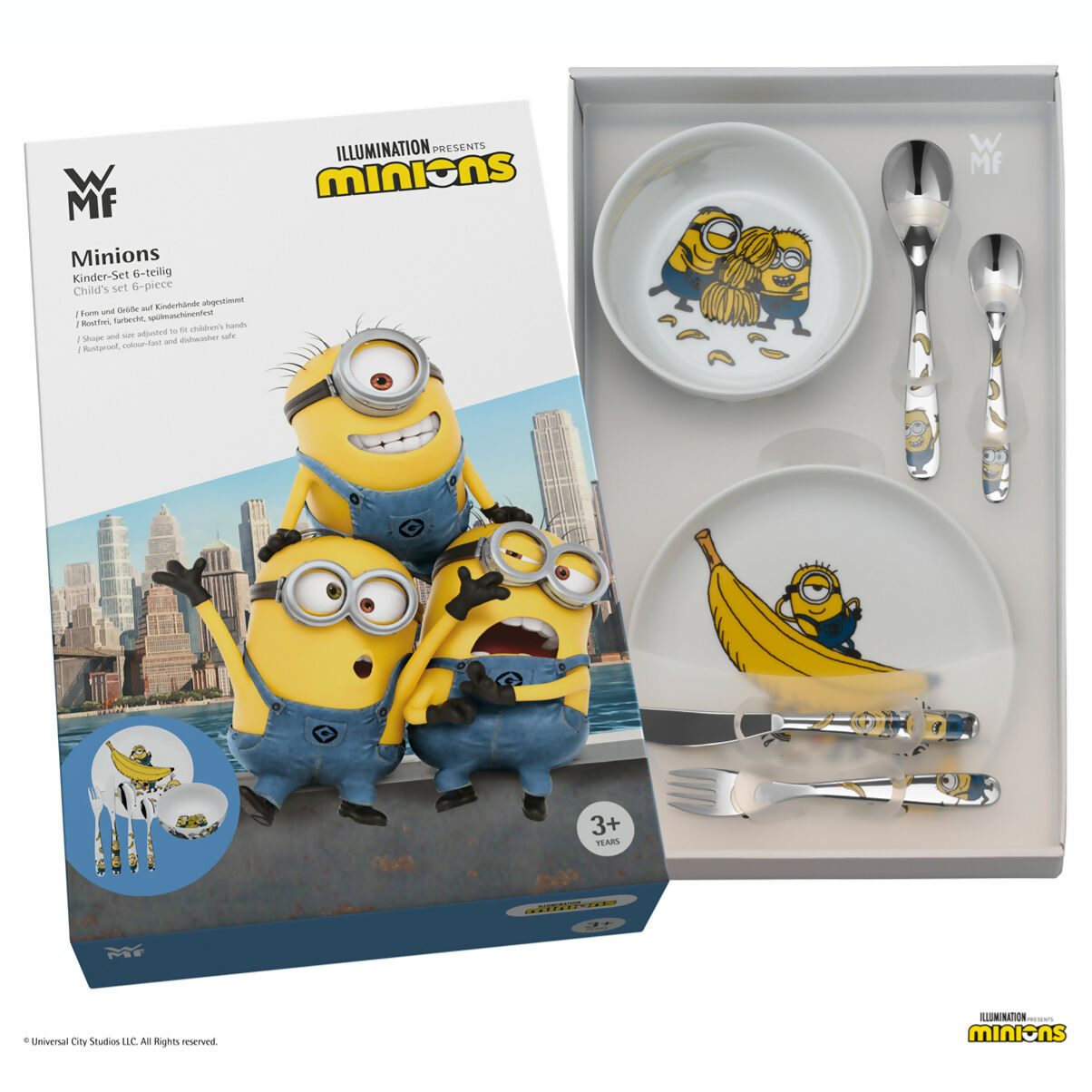 WMF Kids Minions 6 Piece Cutlery Set with Bowl & Plate (12-8607-6040)