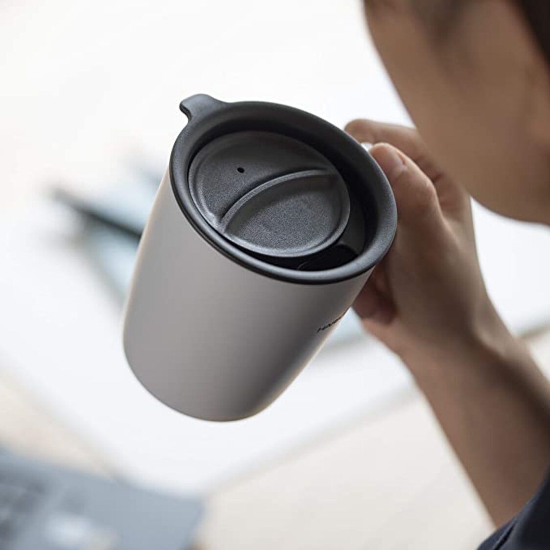 HARIO Heat Retention Mug with Lid 300ml - Grey (SMF-300GR)