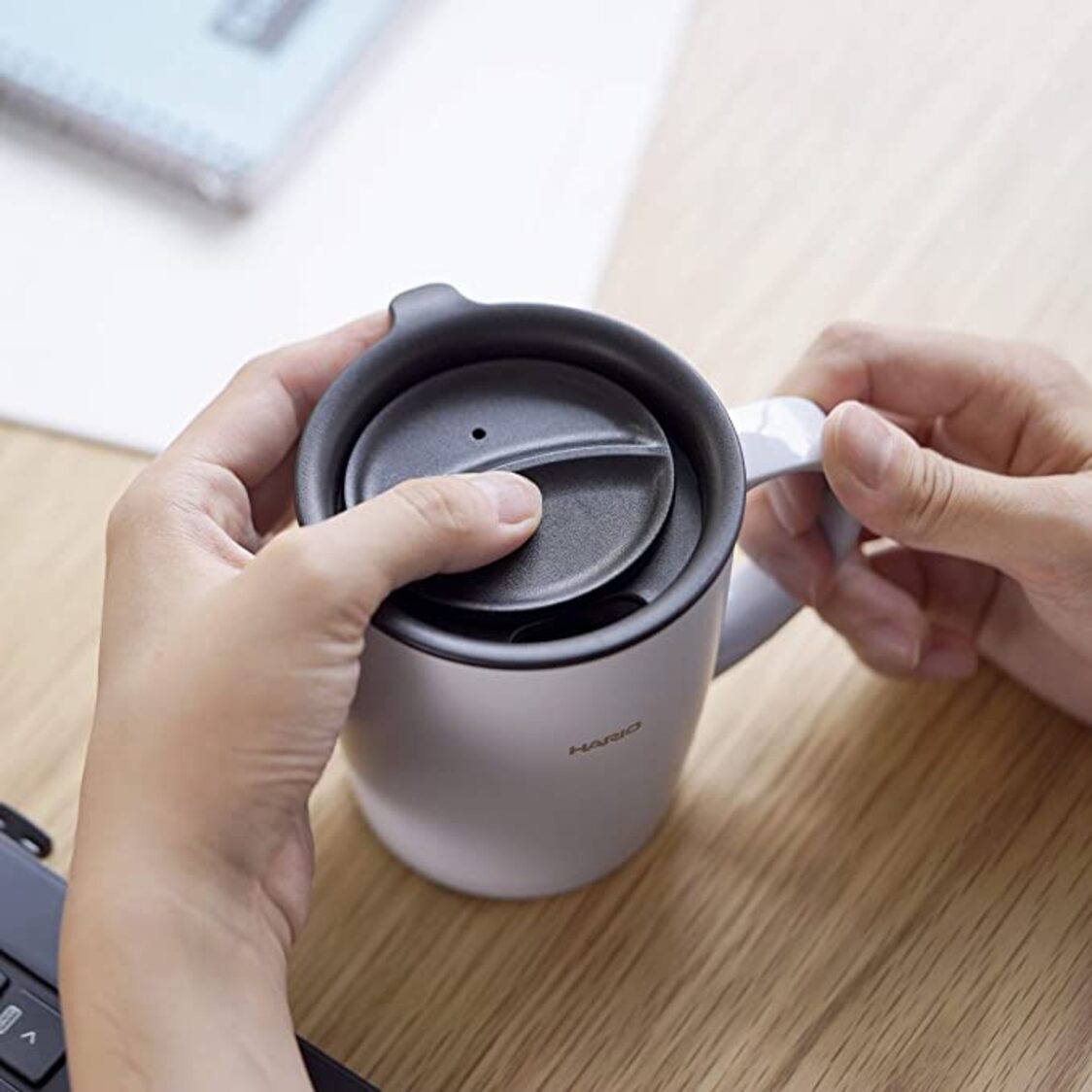 HARIO Heat Retention Mug with Lid 300ml - Grey (SMF-300GR)