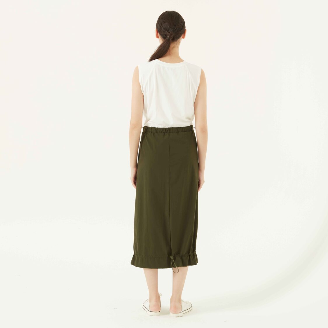 K/Woods Sleeveless Dress In Off White/Olive