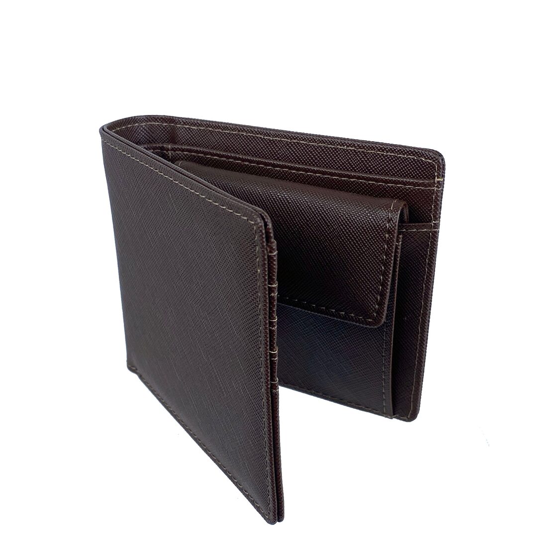 Mel&Co Saffiano Leatherette Bi-Fold Wallet With Flap Pocket