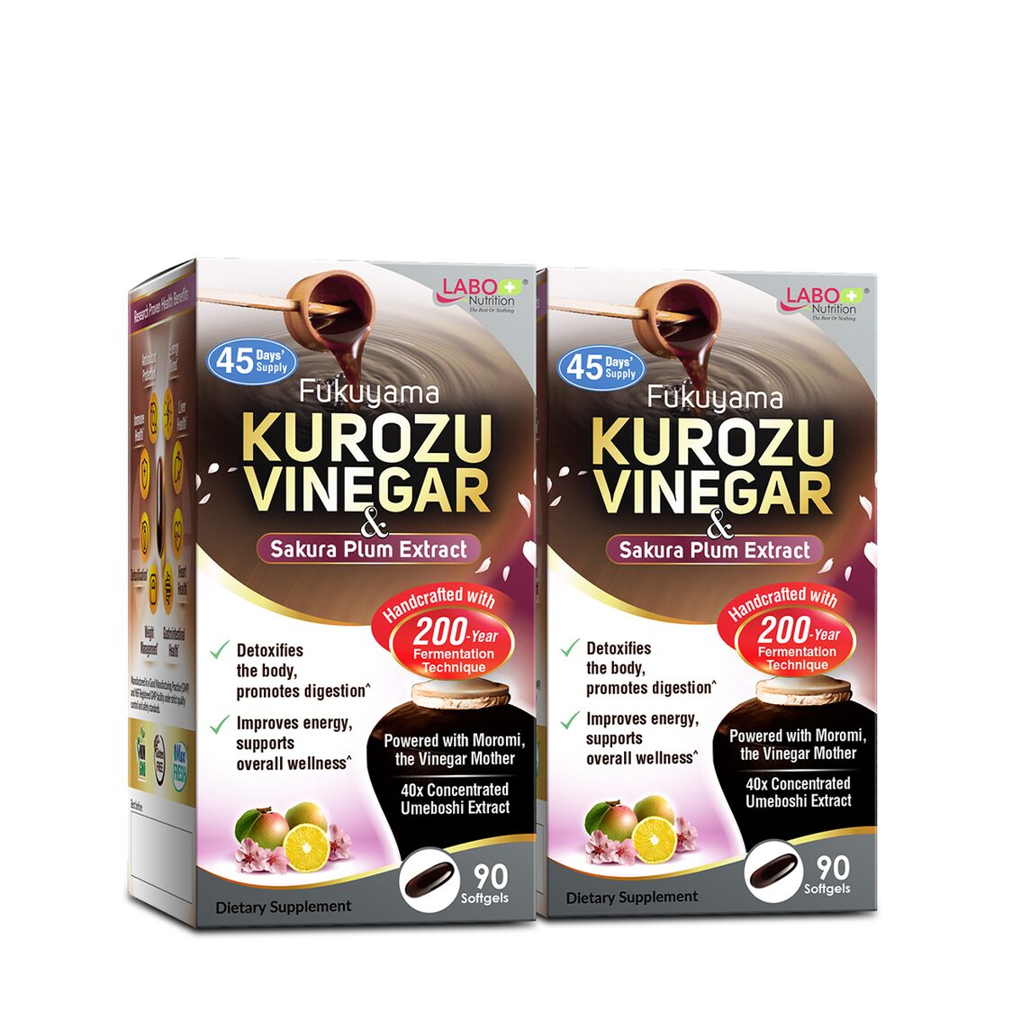 Labo Nutrition Kurozu Vinegar & Sakura Plum Extract 90 Softgels Twin Pack