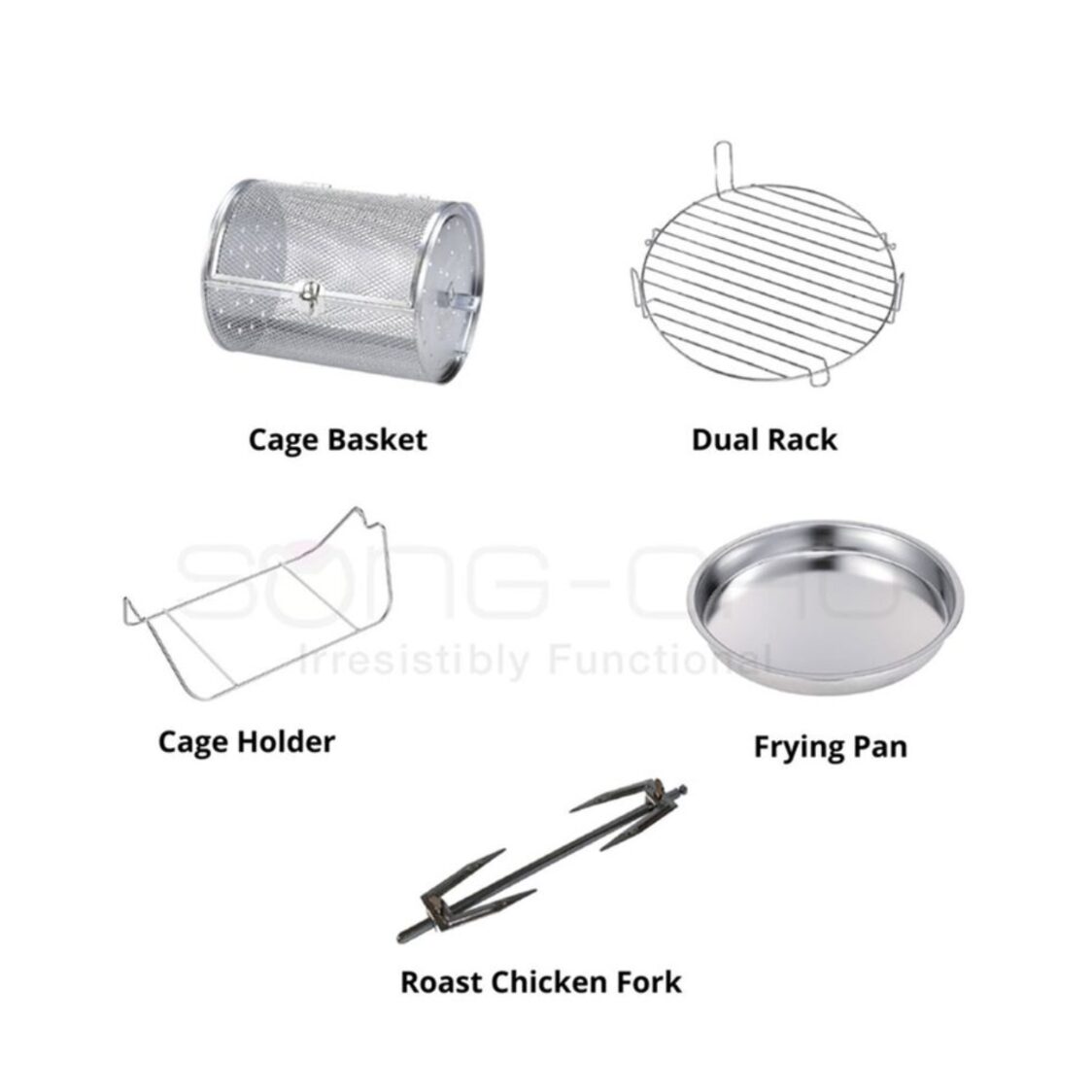 Songcho Air Fryer 10L AF60 + Free Stainless Steel Accessories 304