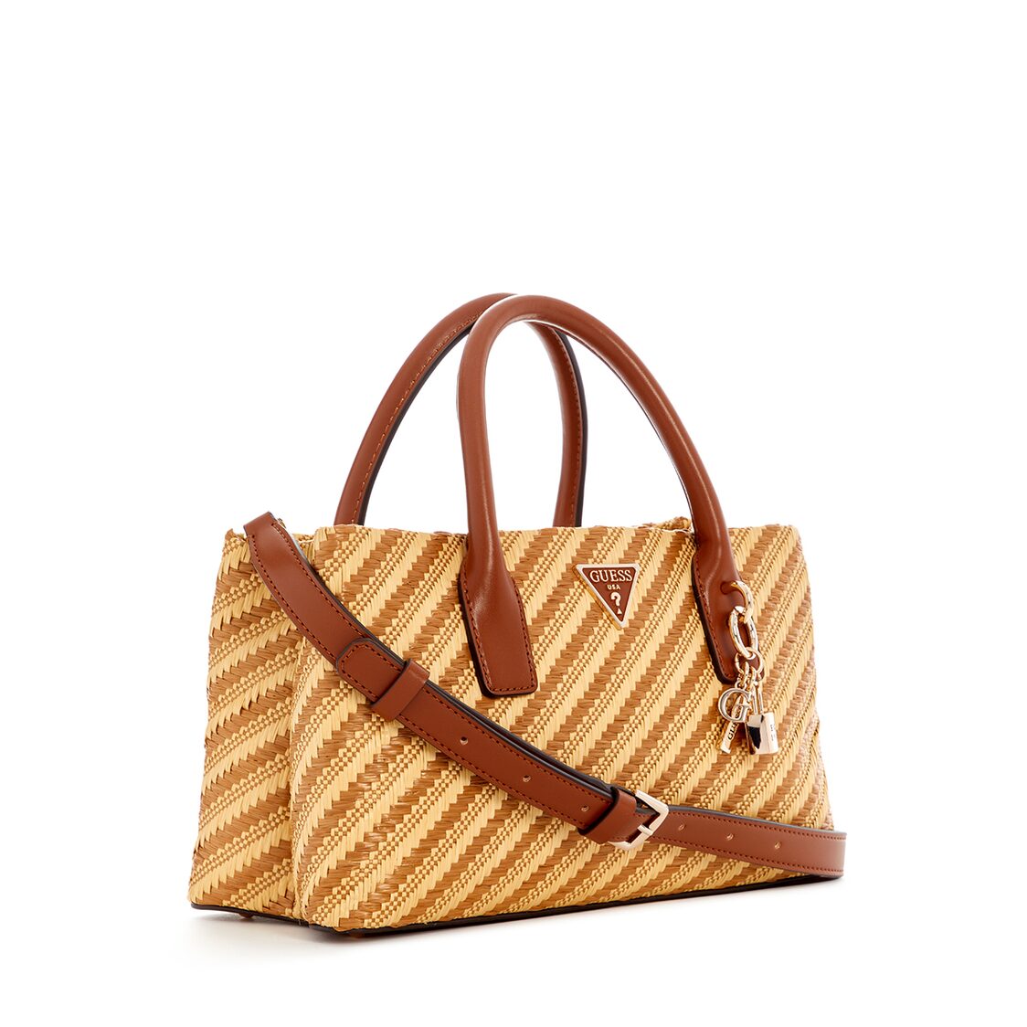 Guess Simona Small Satchel - Natural/Cognac