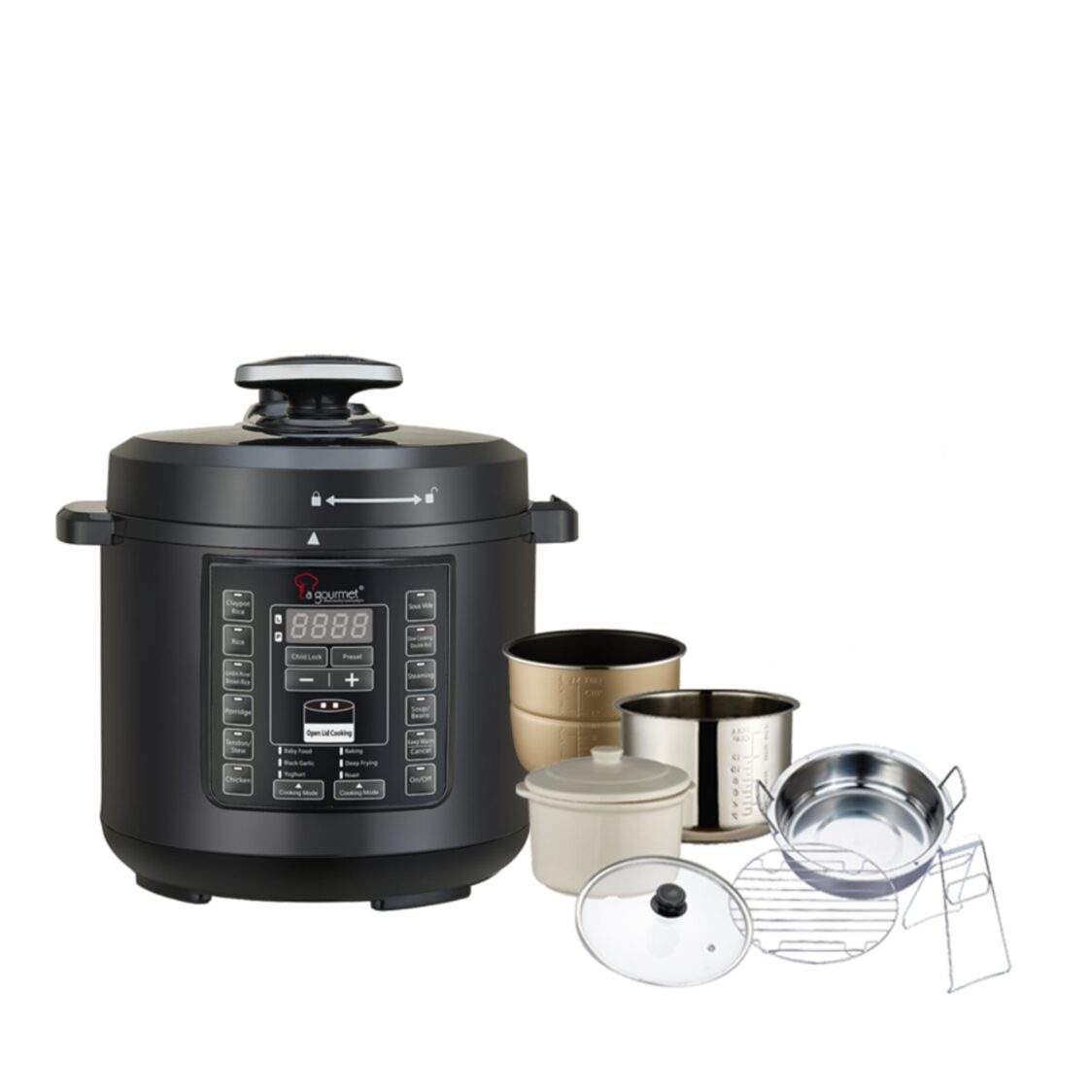La Gourmet 6L Multifunctional Pressure Cooker with Free 6pcs Accessories Set (361806 + 362575)