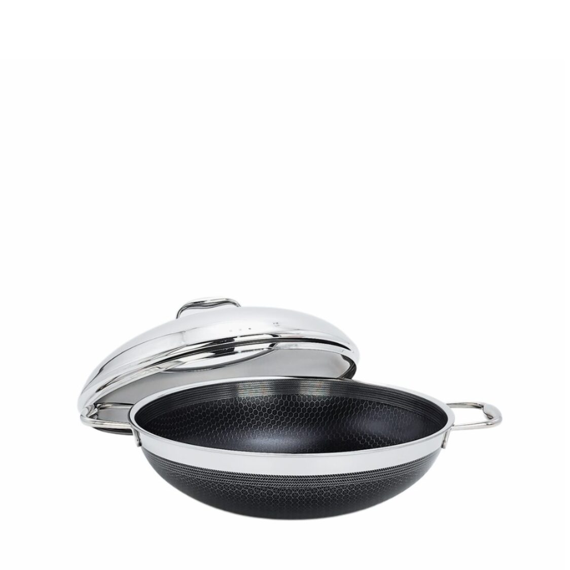 Cookcell 36cm Wokpan With Stainless Steel Centre Glass Lid