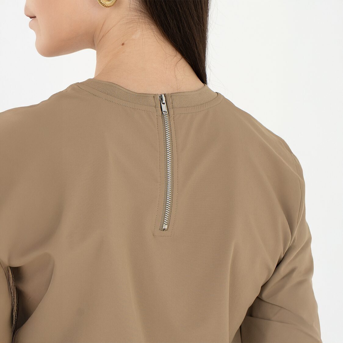 K/Woods Ice Cool Casual Chic Boxy Top in Khaki