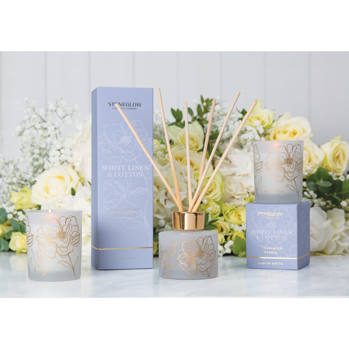 Stoneglow White Linen & Cotton Diffuser 120ml