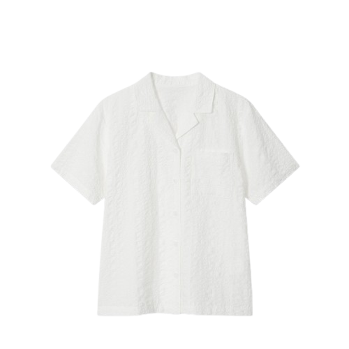Jaju Women Cotton Rayon Seersucker Short Sleeve Pajama Shirt White