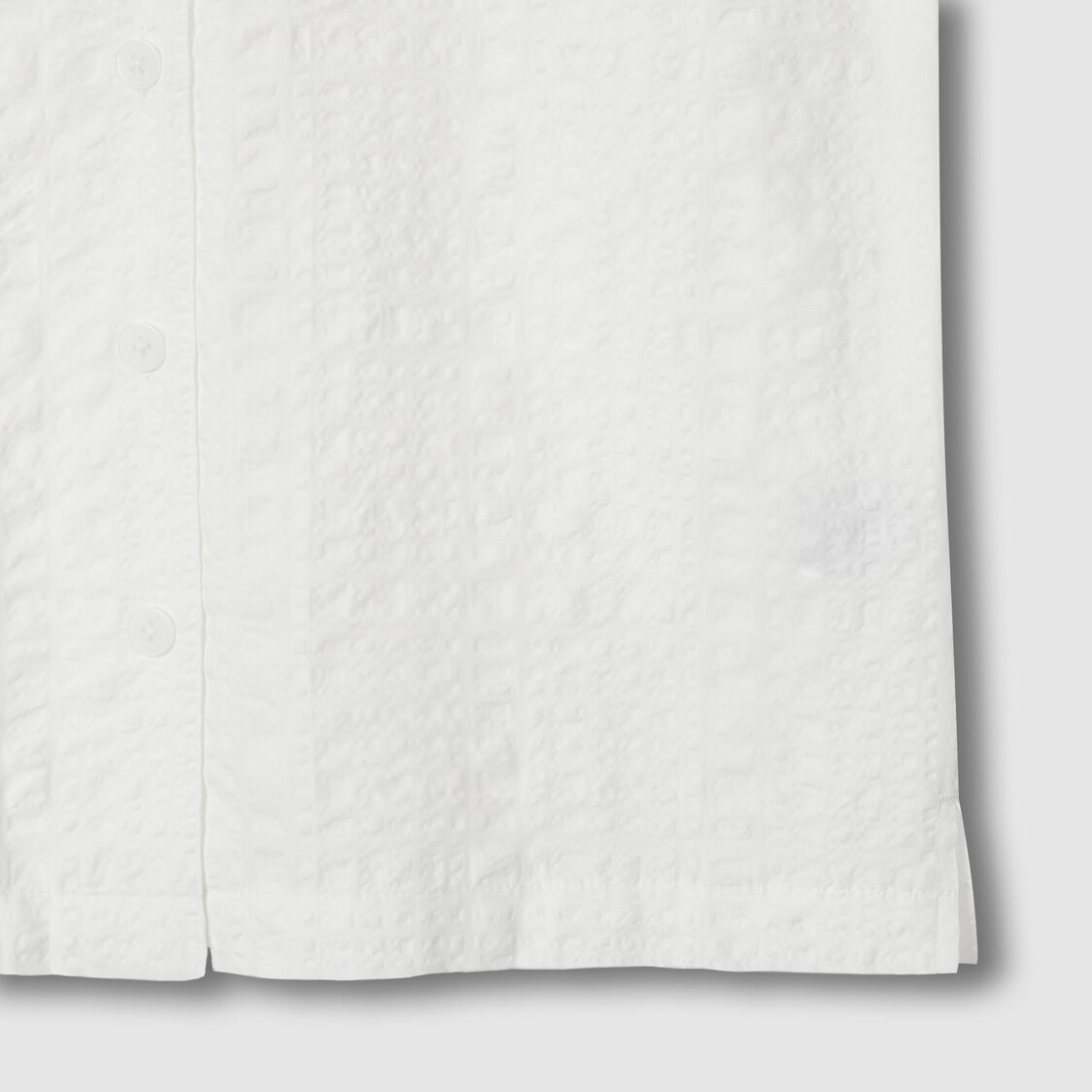 Jaju Women Cotton Rayon Seersucker Short Sleeve Pajama Shirt White