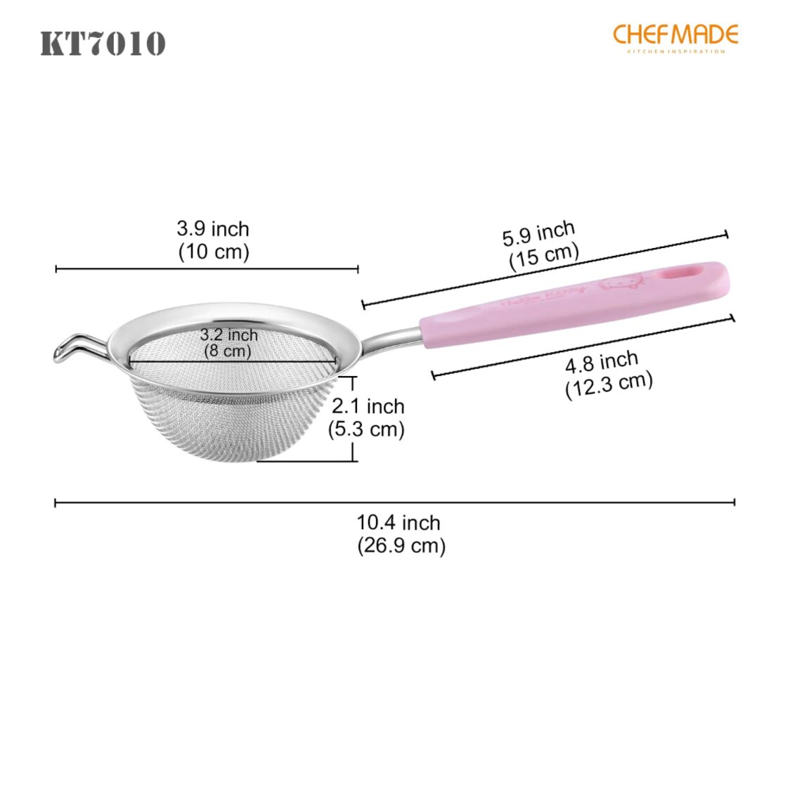 Chefmade Stainless Steel Flour Sieve L27.5XW10xH4.5cm Hello Kitty (1898cm-KT7010)