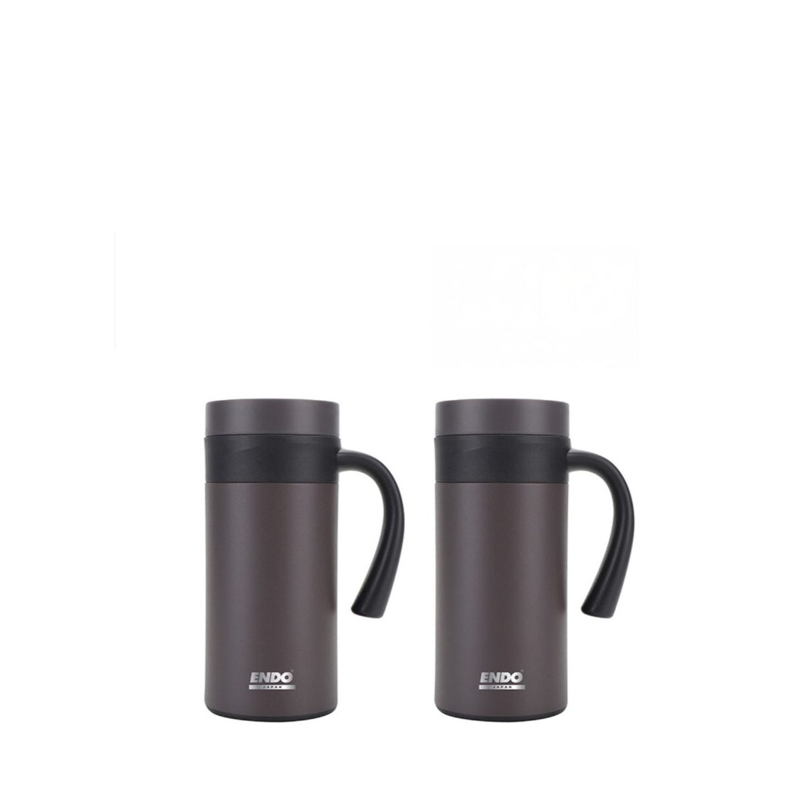 Endo 2pc 400ml Double Stainless-Steel Mug Set – Brown (CX-3015)