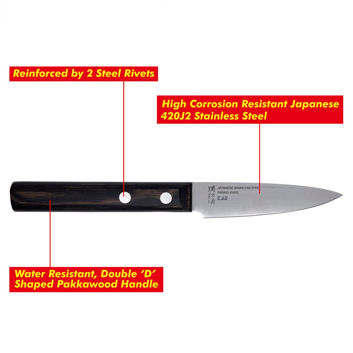 Kai Seki Manju Wooden Handle Paring Knife - 9 cm (BE-0553)