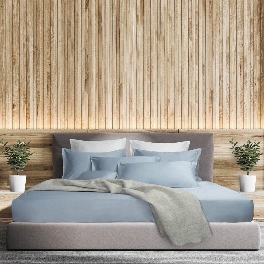 Marie Claire Solid Fitted Sheet Set - Sky Marble