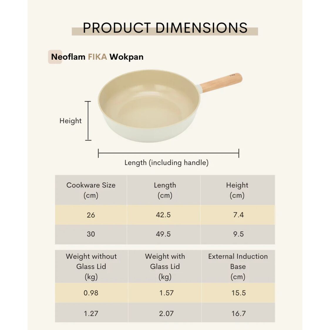 Neoflam Fika Wokpan 30cm with Glass Lid EK-FI-W30G
