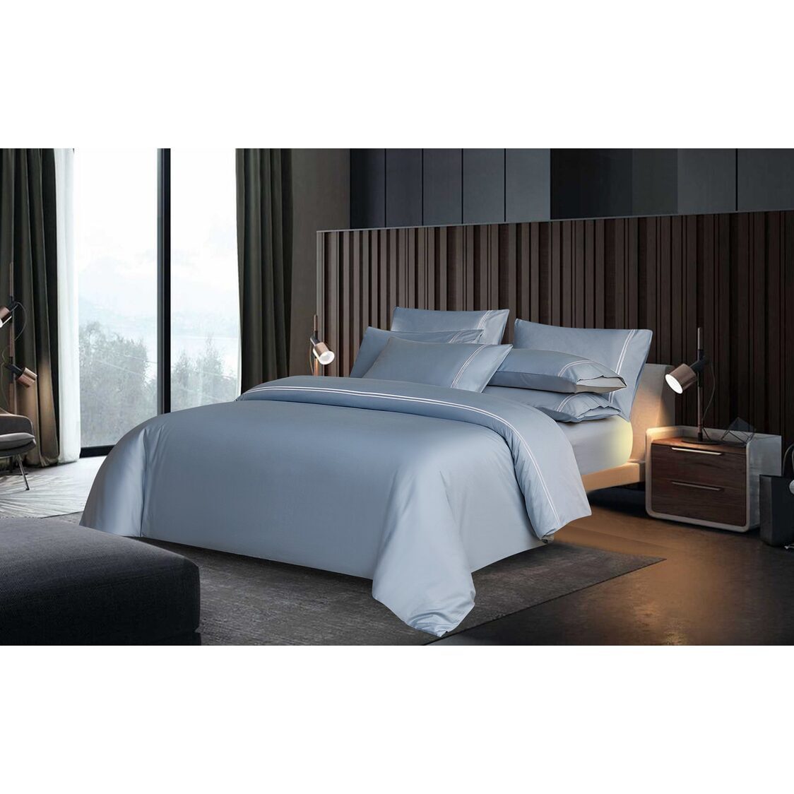 Canopy Elegant Fitted Sheet Set Blue