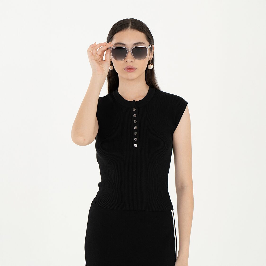 K/WOODS Ice Cool Urban Edge Rib Top in Black