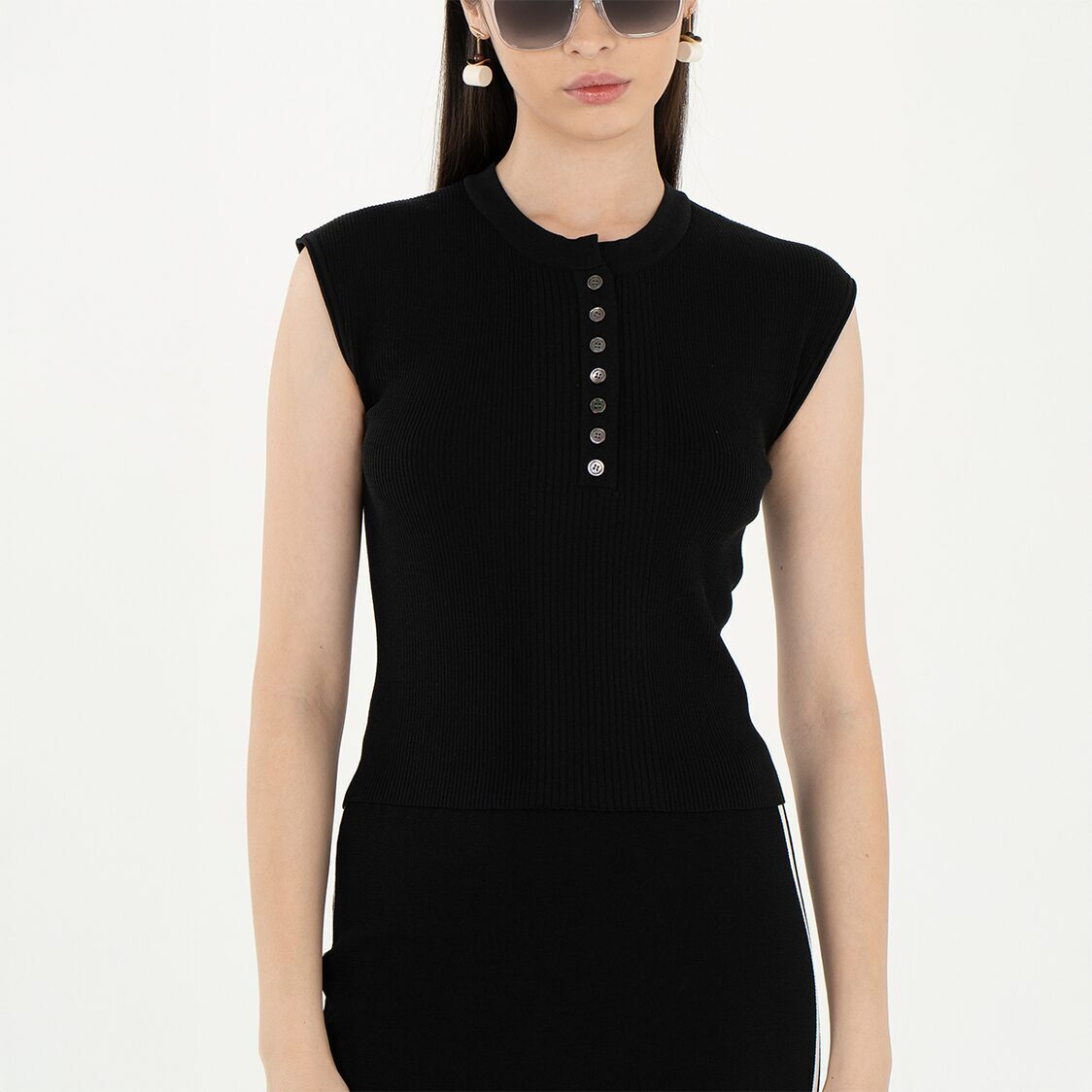 K/WOODS Ice Cool Urban Edge Rib Top in Black